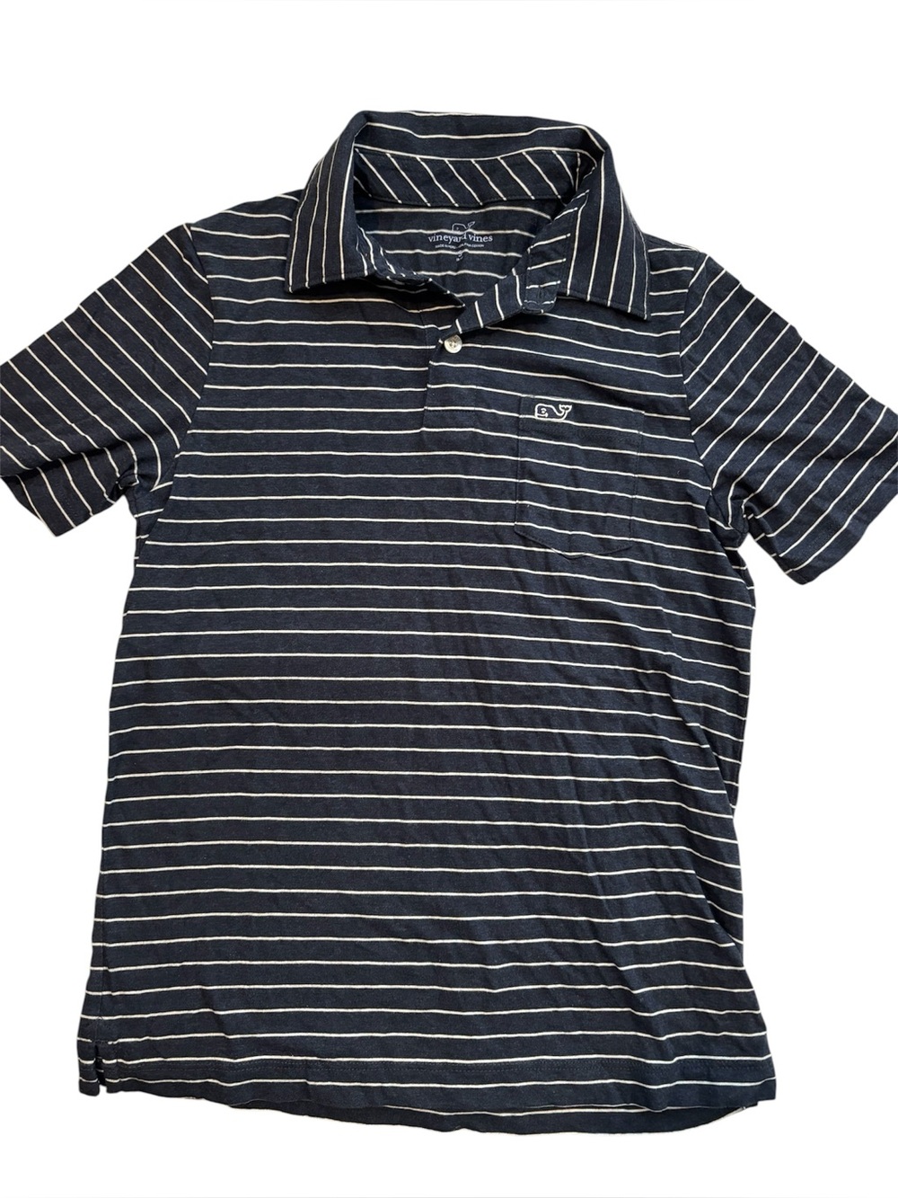Vineyard Vines Navy Polo with White Stripes size Small